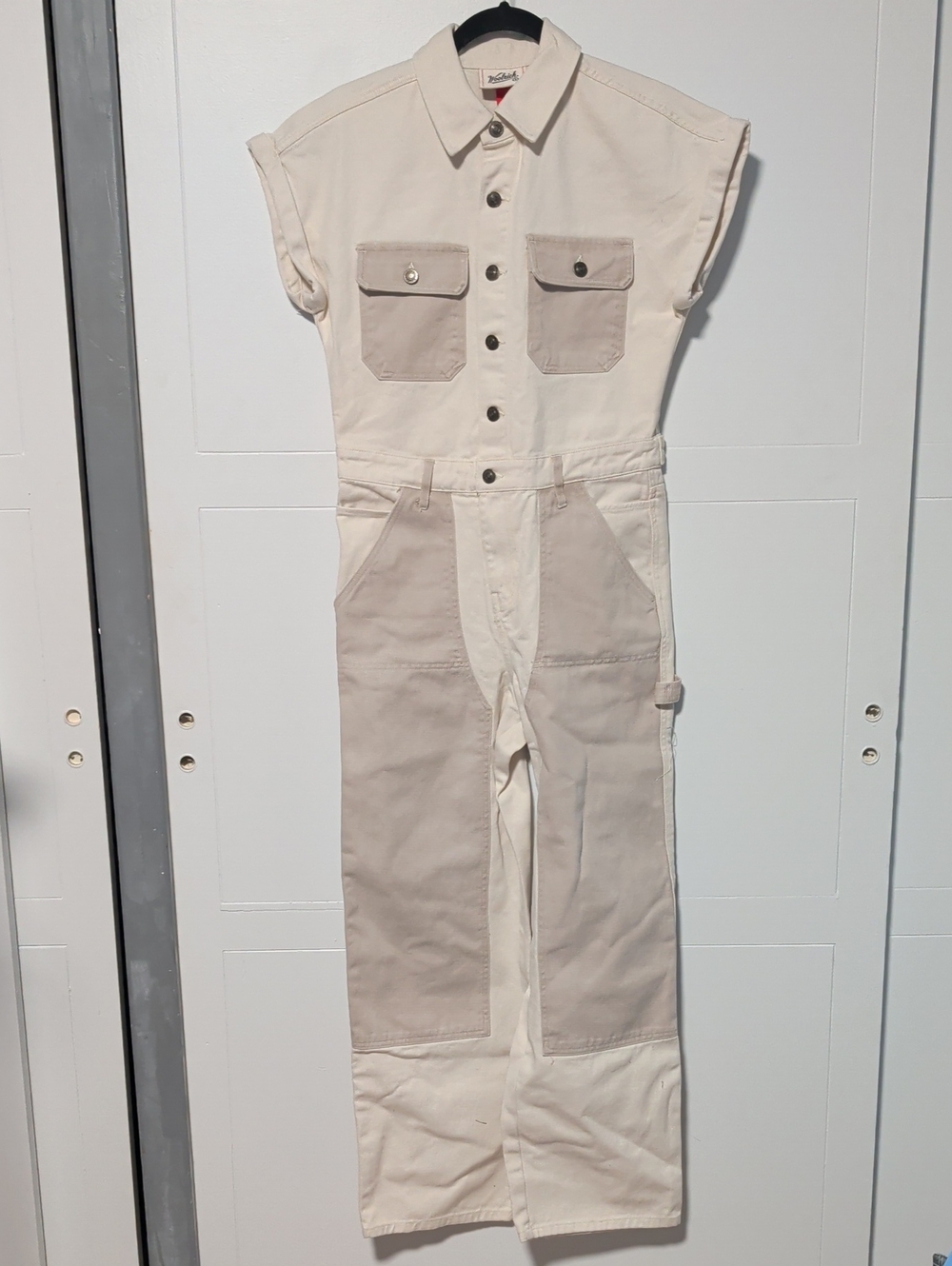 Woolrich Two-Tone Cream Utility Jumpsuit